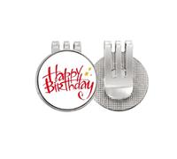 no/no English Art Text Happy Birthday Golf Ball Marker Hat Cap Clip Enamel Magnetic