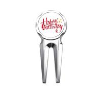 no/no English Art Text Happy Birthday Golf Divot Tool Golf Ball Marker Repair Tool