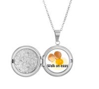 no/no English Language Culture Common Sense Eggs Locket Necklace Hold Picture Jewelry Birthday Gift