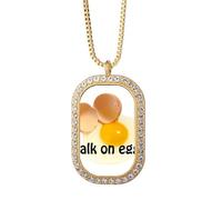 no/no English Language Culture Common Sense Eggs Necklace Pendant Diamond Crystal Golden Jewelry