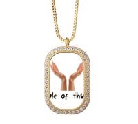 no/no English Language Culture Common Sense Fingers Necklace Pendant Diamond Crystal Golden Jewelry