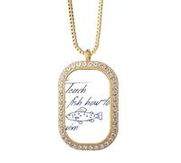 no/no English Language Culture Common Sense Seafood Necklace Pendant Diamond Crystal Golden Jewelry