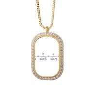 no/no Equal Expression Calculation Mathematical Formulas Necklace Pendant Diamond Crystal Golden Jewelry