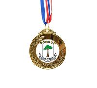 no/no Equatorial Guinea National Emblem Gold Award Winner Medal First Place Ribbon