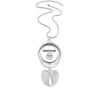 no/no Expression Whatever Choice Influence Pendant Angel Wings Rotating Necklace Jewelry