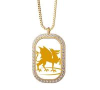 no/no External Ferocious Ability Flame Gods Beasts Necklace Pendant Diamond Crystal Golden Jewelry