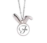 no/no Faith Food Faly Letters Rabbit Necklace Pendant Bunny Animal Jewelry Gift