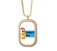 no/no Father Day Great Silence Art Deco Fashion Necklace Pendant Diamond Crystal Golden Jewelry