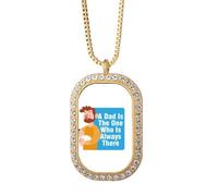 no/no Father Loves Great Art Deco Fashion Necklace Pendant Diamond Crystal Golden Jewelry