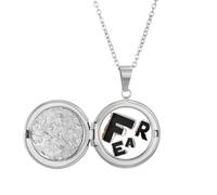 no/no Fear Tears Apart Letter Space Locket Necklace Hold Picture Jewelry Birthday Gift