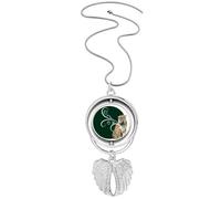 no/no Feline Tigers Fierce Patterns Pendant Angel Wings Rotating Necklace Jewelry