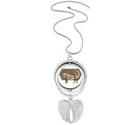 no/no Feline Tigers Fierce Wings Pendant Angel Wings Rotating Necklace Jewelry
