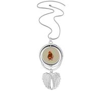 no/no Fierce Bear Lovely Art Deco Fashion Pendant Angel Wings Rotating Necklace Jewelry