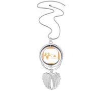 no/no Fierce Boston Terrier Poop Problem Pendant Angel Wings Rotating Necklace Jewelry
