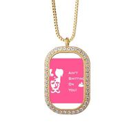 no/no Fierce Harrier Dog Poop Joke Necklace Pendant Diamond Crystal Golden Jewelry