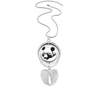 no/no Fierce Outline Panda Cat Handsome Pendant Angel Wings Rotating Necklace Jewelry