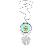 no/no fiery hot burning fashion flame Pendant Angel Wings Rotating Necklace Jewelry
