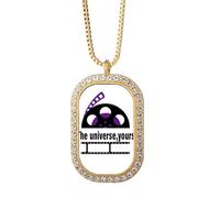no/no Film Words The Universe Yours Necklace Pendant Diamond Crystal Golden Jewelry