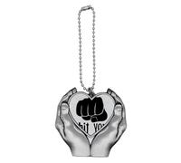no/no Fist Outline Personalized Gesture Car Keychain Heart Pendant Ornament Charm