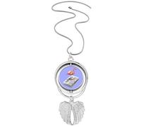 no/no Flango Newspaper Stands Shadow Pendant Angel Wings Rotating Necklace Jewelry