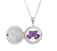 no/no Flower Purple Orchid Locket Necklace Hold Picture Jewelry Birthday Gift