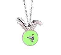 no/no Flying Kick Martial Arts Practice Rabbit Necklace Pendant Bunny Animal Jewelry Gift