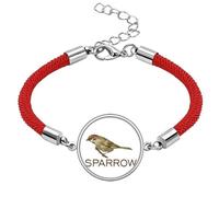 no/no Food Branches Sparrows Birds Lucky Red String Bracelet Rope Bracelet Handmade