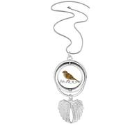 no/no Food Companions Sparrows Birds Pendant Angel Wings Rotating Necklace Jewelry