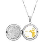 no/no Food Position Dish Cook Art Deco Fashion Locket Necklace Hold Picture Jewelry Birthday Gift