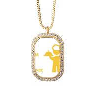 no/no Food Position Dish Cook Art Deco Fashion Necklace Pendant Diamond Crystal Golden Jewelry