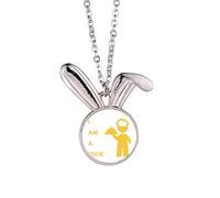 no/no Food Position Dish Cook Art Deco Fashion Rabbit Necklace Pendant Bunny Animal Jewelry Gift