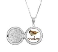 no/no Food Search Sparrows Birds Locket Necklace Hold Picture Jewelry Birthday Gift