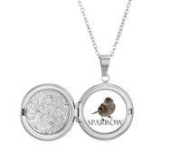 no/no Food Side Body Sparrows Birds Locket Necklace Hold Picture Jewelry Birthday Gift