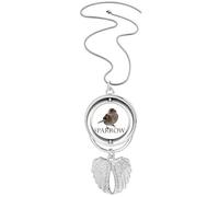 no/no Food Side Body Sparrows Birds Pendant Angel Wings Rotating Necklace Jewelry