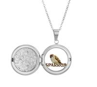no/no Food Sparrows Birds Curls Locket Necklace Hold Picture Jewelry Birthday Gift