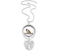 no/no Food Sparrows Birds Curls Pendant Angel Wings Rotating Necklace Jewelry