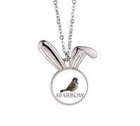 no/no Food Sparrows Birds Rise Art Deco Fashion Rabbit Necklace Pendant Bunny Animal Jewelry Gift