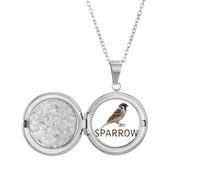 no/no Food Support Sparrows Birds Locket Necklace Hold Picture Jewelry Birthday Gift