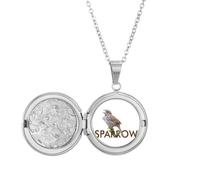 no/no Food Throat Sparrows Birds Locket Necklace Hold Picture Jewelry Birthday Gift