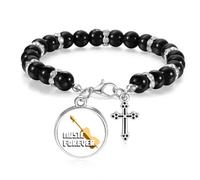 no/no Forever Love Music Violin Playing Beaded Bracelet Boho Jewelry