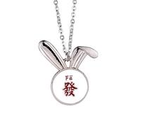 no/no Fortune Chinese Characters Festive Trend Rabbit Necklace Pendant Bunny Animal Jewelry Gift