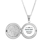 no/no Fortune Doesnot Favor Fools Locket Necklace Hold Picture Jewelry Birthday Gift