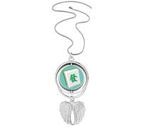 no/no Fortune Mahjong Chinese Characters Pendant Angel Wings Rotating Necklace Jewelry