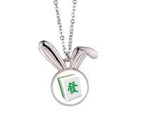 no/no Fortune Mahjong Chinese Characters Rabbit Necklace Pendant Bunny Animal Jewelry Gift