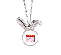 no/no Founding Day Communist Party China Celebrating Rabbit Necklace Pendant Bunny Animal Jewelry Gift