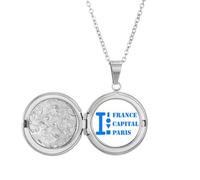 no/no France Capital Paris Art Deco Fashion Locket Necklace Hold Picture Jewelry Birthday Gift