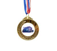 no/no France Paris Eiffel Tower Blue Watercolor Gold Award Winner Medal First Place Ribbon