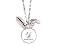 no/no Frown Confused Doubt Latest Expression Rabbit Necklace Pendant Bunny Animal Jewelry Gift