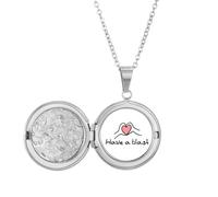 no/no Full Carnival Indulgence Joy Pray Locket Necklace Hold Picture Jewelry Birthday Gift