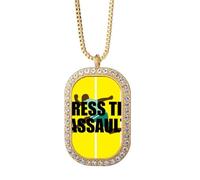 no/no Game Dialogue Press The Assault Necklace Pendant Diamond Crystal Golden Jewelry